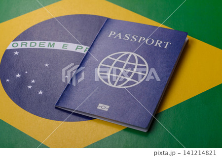 Brazil, Brazilian passport or id document with tickets for flight, travel. Brazilian passport Brazil, Brazilian passport or id document with tickets for flight, travel. Brazilian passport 141214821