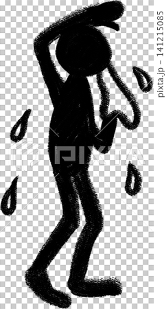 手描きペイントの人物シルエットピクトグラム 暑がる人 手を額にかざして日差しを遮るポーズ 全身 手描きペイントの人物シルエットピクトグラム 暑がる人 手を額にかざして日差しを遮るポーズ 全身 141215085