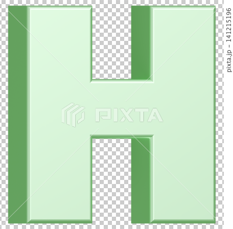 3D素材_アルファベット_H_黄緑 3D素材_アルファベット_H_黄緑 141215196