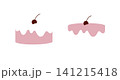 Cake and frosting drawing in minimalist art style with pink on light background 141215418