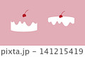 Cake and frosting drawing in minimalist art style with white on pink background 141215419