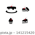 Bakery sweet food cake macaron cupcake drawing in minimalist style with black on light background 141215420