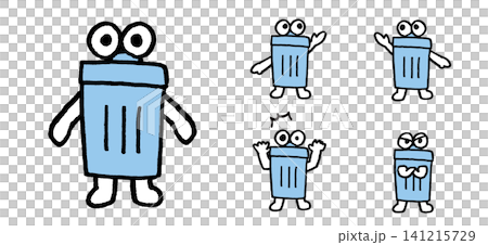 Cute blue trash can character Cute blue trash can character 141215729
