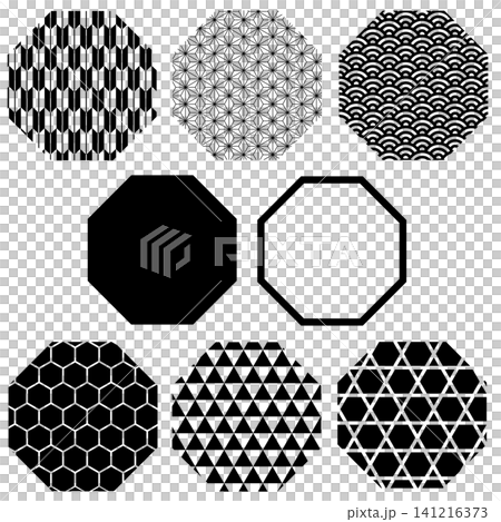 Octagonal frame set featuring traditional Japanese patterns Octagonal frame set featuring traditional Japanese patterns 141216373