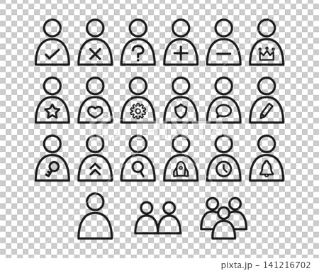 Set of 21 Character Icons: Simple Line Art Illustration Materials Set of 21 Character Icons: Simple Line Art Illustration Materials 141216702