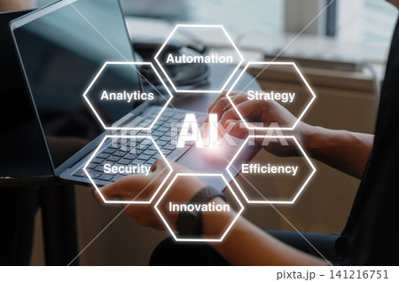 AIを活用したオフィスでのビジネスシーン DX推進と業務効率化 AIを活用したオフィスでのビジネスシーン DX推進と業務効率化 141216751