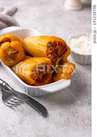Stuffed peppers with meat and rice Stuffed peppers with meat and rice 141216786