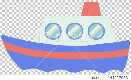デフォルメされたかわいい船のイラスト ベクター素材 141217088