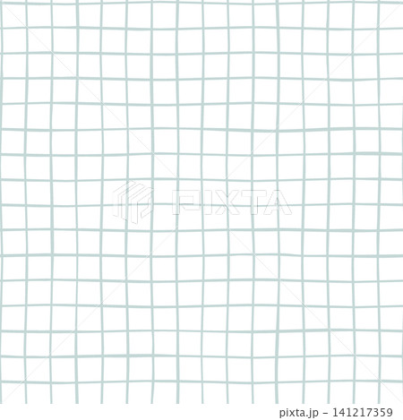 Hand drawn grid pattern with uneven lines in blue colors on white background. Minimalist doodle checkered texture for textile print, baby shower, stationery, gift wrapping paper. Geometric design Hand drawn grid pattern with uneven lines in blue colors on white background. Minimalist doodle checkered texture for textile print, baby shower, stationery, gift wrapping paper. Geometric design 141217359