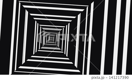 Black and white geometric tunnel with stripes Black and white geometric tunnel with stripes 141217390