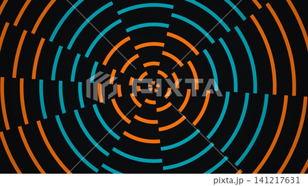 Circular pattern of blue and orange lines Circular pattern of blue and orange lines 141217631