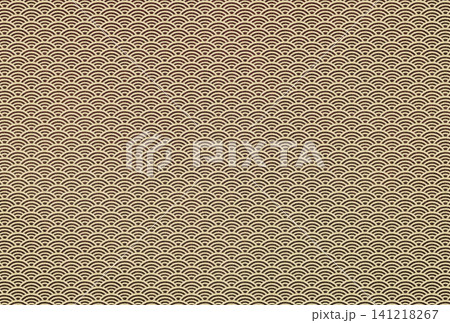 茶色の布生地に白茶色の青海波模様がある背景画像 茶色の布生地に白茶色の青海波模様がある背景画像 141218267