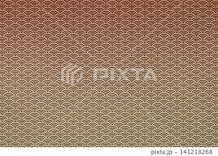 茶色の布生地に白茶色の青海波模様のグラデーションがある背景画像1 茶色の布生地に白茶色の青海波模様のグラデーションがある背景画像1 141218268