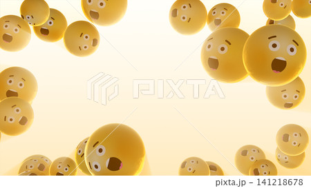 3D flying surprised emoji faces in sunlight with free space for insertion 3D flying surprised emoji faces in sunlight with free space for insertion 141218678