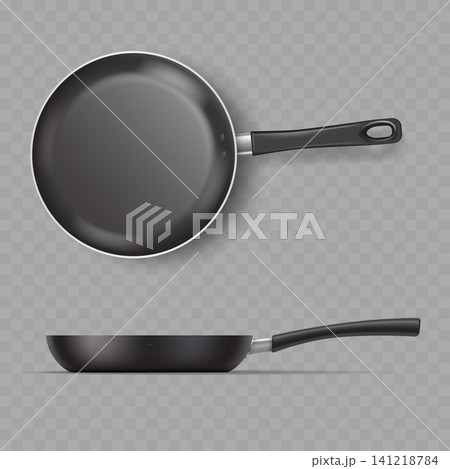 Black Nonstick Pan Mockup Vector Black Nonstick Pan Mockup Vector 141218784