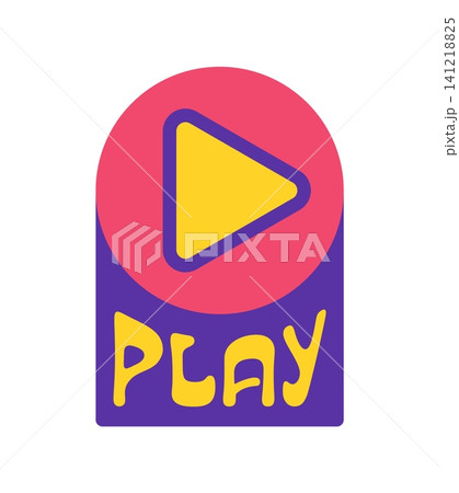 Vintage Y2K groovy play button sticker or funky symbol. Funky cool vector tag, vintage 90s label. Retro nostalgic sticker or Y2K 2000s patch with media player play button and typography Vintage Y2K groovy play button sticker or funky symbol. Funky cool vector tag, vintage 90s label. Retro nostalgic sticker or Y2K 2000s patch with media player play button and typography 141218825