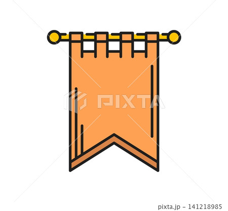 Heraldry banner flag color line icon or sign. Vintage crest linear icon, ancient heraldry sign. Antique medieval pictogram 141218985