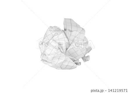 Crumpled white graph paper ball and wrinkled engineering notepad grid sheet wad isolated on white background Crumpled white graph paper ball and wrinkled engineering notepad grid sheet wad isolated on white background 141219571