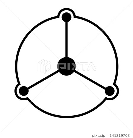 Three-pointed star crop circle pattern found 2026 in Wiltshire. Symbol with central circle connected to outer nodes within a circular frame representing Trinity, data connections or interfaces. Vector Three-pointed star crop circle pattern found 2026 in Wiltshire. Symbol with central circle connected to outer nodes within a circular frame representing Trinity, data connections or interfaces. Vector 141219708