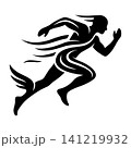 Dynamic Female Runner Silhouette Vector Icon 141219932