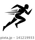 Fast Running Athlete Silhouette Vector Icon 141219933