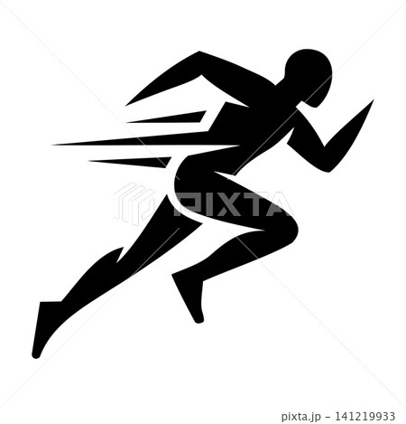 Fast Running Athlete Silhouette Vector Icon Fast Running Athlete Silhouette Vector Icon 141219933
