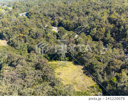 A line of electrical transmission towers near the Great Western Highway A line of electrical transmission towers near the Great Western Highway 141220078