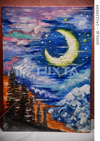 Abstract art background. Brushstrokes of paint. Light blue colours. Color texture, oil or acril painting. Horizontal background. Abstract art background. Brushstrokes of paint. Light blue colours. Color texture, oil or acril painting. Horizontal background. 141220694