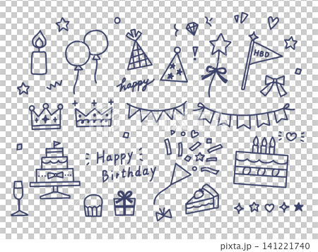 手繪風格生日插畫(線稿) 手繪風格生日插畫(線稿) 141221740