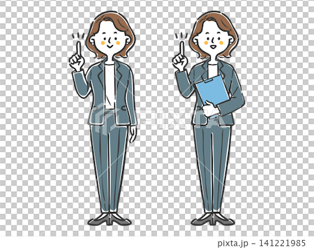 職業婦女指著手指,全身,向量圖 職業婦女指著手指,全身,向量圖 141221985