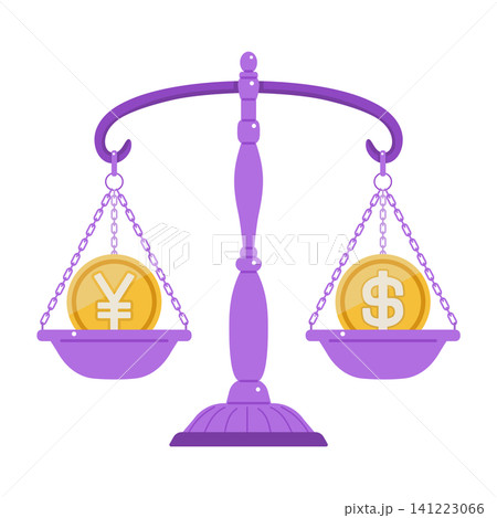 ドルと円の理想的なバランスを示すイラスト素材 ドルと円の理想的なバランスを示すイラスト素材 141223066