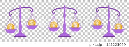 天秤を使って円とドルを比較するイラスト素材 天秤を使って円とドルを比較するイラスト素材 141223069