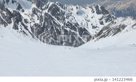 雪の剣沢を歩く登山者 雪の剣沢を歩く登山者 141223466