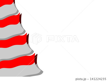 Indonesian Waving Red and White Flag 3D Layered Vertical Left Border on White Background 141224235