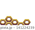 Abstract Gold 6 Piece Hexagon Frame Horizontal Bottom Border on White Background 141224239