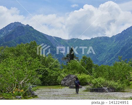夏の観光名所立山黒部アルペンルートの黒部平にいる観光客の姿と風景 夏の観光名所立山黒部アルペンルートの黒部平にいる観光客の姿と風景 141224951