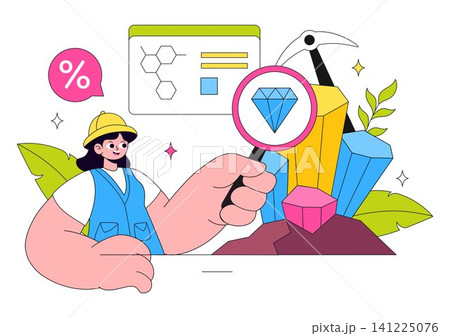 Mineralogist Vector Illustration Featuring Gemstone Analysis, Geological Research, Mineral Exploration, Mining, and Laboratory Science Mineralogist Vector Illustration Featuring Gemstone Analysis, Geological Research, Mineral Exploration, Mining, and Laboratory Science 141225076