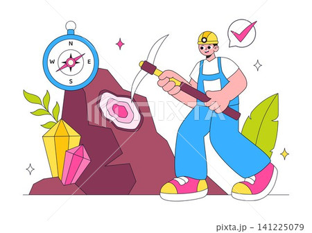 Mineralogist Vector Illustration Featuring Gemstone Analysis, Geological Research, Mineral Exploration, Mining, and Laboratory Science Mineralogist Vector Illustration Featuring Gemstone Analysis, Geological Research, Mineral Exploration, Mining, and Laboratory Science 141225079