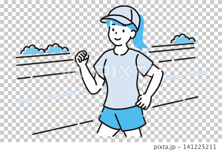 運動をする女性 運動をする女性 141225211