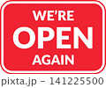 Business Reopening Sign in Bold Red with White Text on Square Background 141225500
