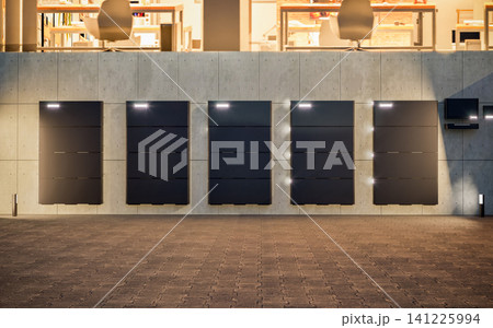 Group of home batteries or energy storage systems at office Group of home batteries or energy storage systems at office 141225994
