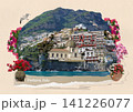 The collage of views of Positano at Italy along the stunning Amalfi Coast. 141226077