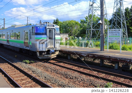 サッポロビール庭園駅に入線する快速エアポート 733系電車(北海道恵庭市) サッポロビール庭園駅に入線する快速エアポート 733系電車(北海道恵庭市) 141226228