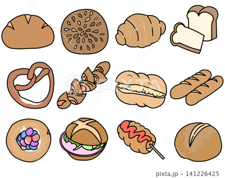 色々なパンのイラストセット 色々なパンのイラストセット 141226425