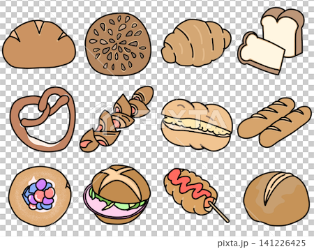Illustration set of various breads Illustration set of various breads 141226425