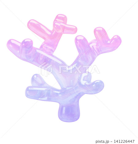 ゆめかわいいぷっくりシール風 海の生き物3Dアイコン 珊瑚 ゆめかわいいぷっくりシール風 海の生き物3Dアイコン 珊瑚 141226447