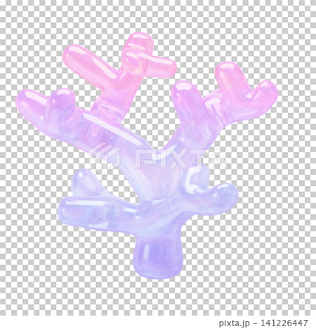 ゆめかわいいぷっくりシール風 海の生き物3Dアイコン 珊瑚 ゆめかわいいぷっくりシール風 海の生き物3Dアイコン 珊瑚 141226447