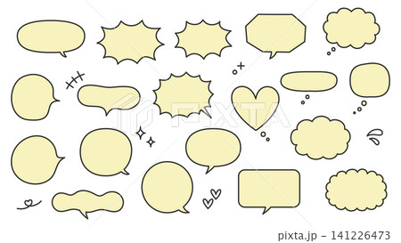 ふきだしセット 考える 話す シンプル もくもく とげとげ ふきだしセット 考える 話す シンプル もくもく とげとげ 141226473