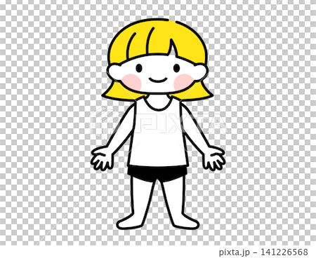 [Childcare/Medical] Illustration of a girl in her underwear 141226568
