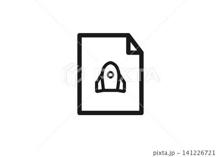 ロケットが描かれた書類の線画アイコン ロケットが描かれた書類の線画アイコン 141226721